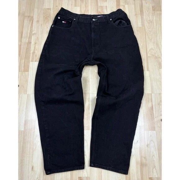 Vintage 90s Tommy Hilfiger Jeans / Black / Size 38 x 30 - Picture 2 of 7